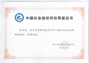 榮譽證書：社會組織評估4A級